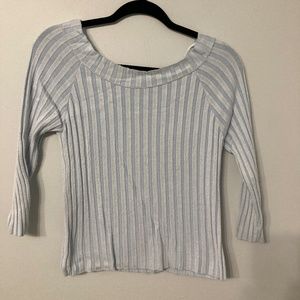 Y2K 90s Cropped Ribbed Sweater Size Medium Light Blue 2000s Knits Landing Vintag